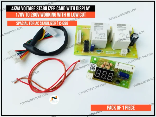 4kva Voltage Stabilizer Card With Display 170v to 280v Working with Hi Low Cut [ Spacial for AC Stabilizer ] C-698