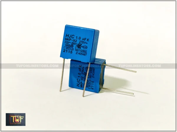 1uF Capacitor 310VAC [ Brand HJC ] Pitch 15mm Box Type Capacitor [ 15 Pieces Pack ]