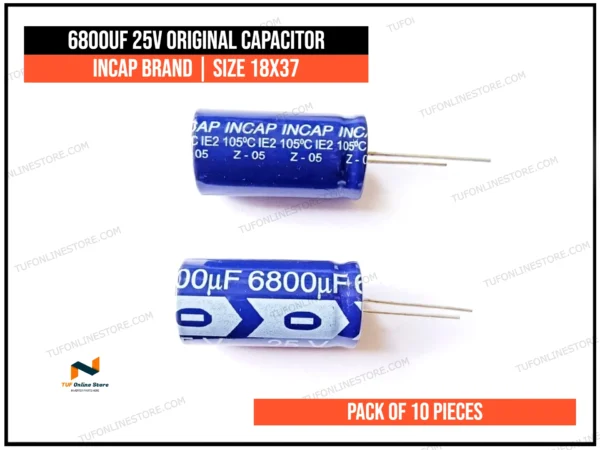 6800uf 25v Original Capacitor INCAP Brand || Size 18x37 [ 10 Pieces Pack ]