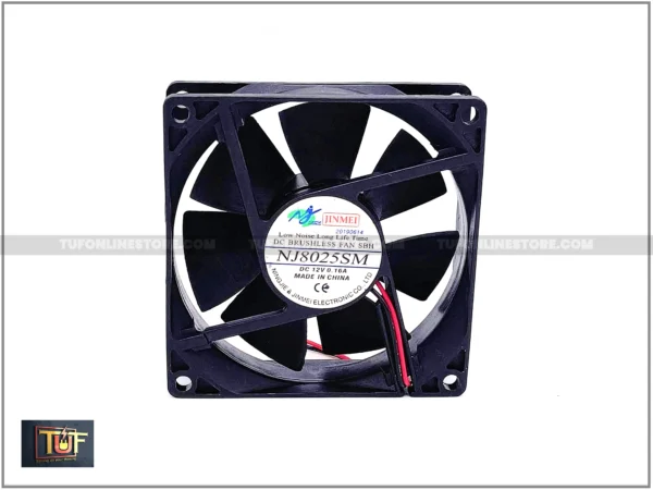 Luminous Cooling Fan NJ8025SM 12V 0.16A, [ With 2 Pin Jack+10 Inch Wire ] 80 x 80 x 25mm, Black Color [ 2 Pieces Pack ]