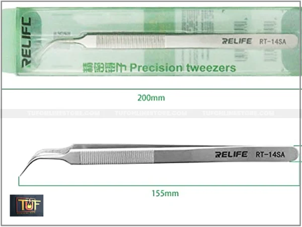 RELIFE RT-14SA Curved High Precision Steel Strong Tweezers For SMD Parts - Image 2