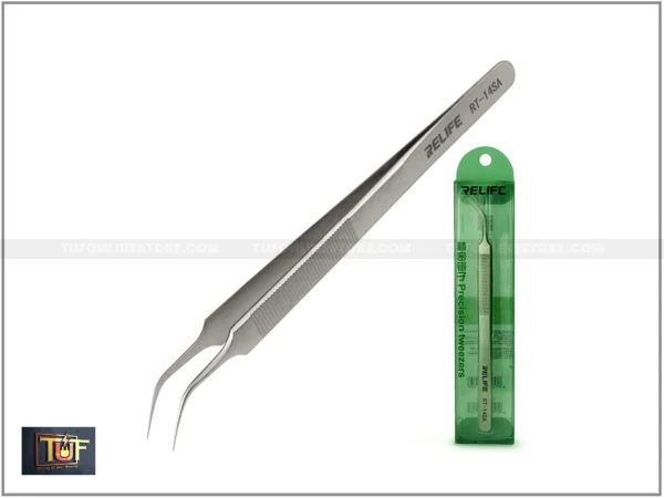 RELIFE RT-14SA Curved High Precision Steel Strong Tweezers For SMD Parts - Image 3