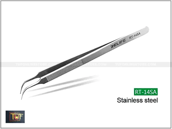 RELIFE RT-14SA Curved High Precision Steel Strong Tweezers For SMD Parts - Image 4