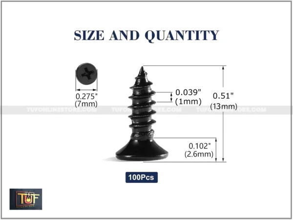 6 no. Black Color Screw for Inverter Stainless Steel Flat Head Phillips - Image 2