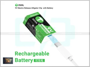 2UUL 9V Rechargeable Battery with Spot Type-C Cable For Multimeter+Alligator Clip